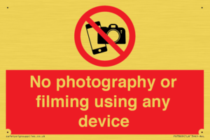No photography or filming using any device